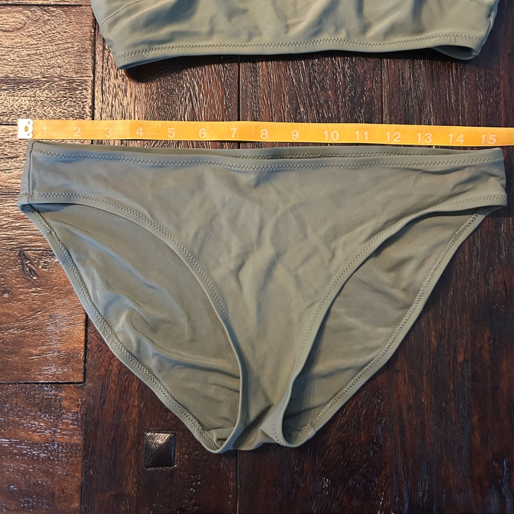 Aerie Wide Strap Scoop Top with Full Coverage Bottoms- Olive Green Bikini - Picture 4 of 12